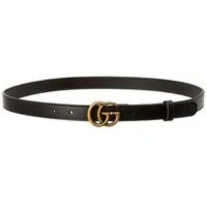 Authentic Gucci :Leather belt with Double G buckle